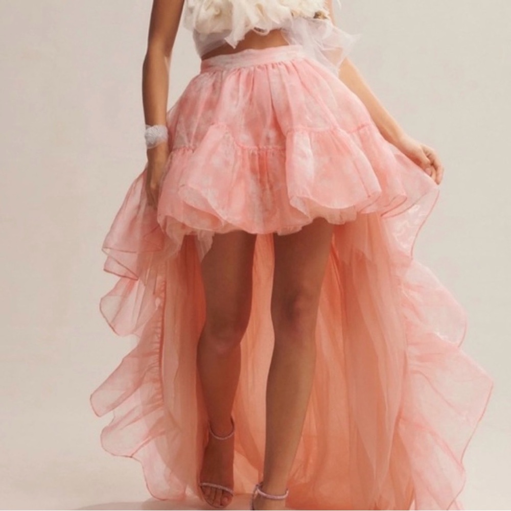 LoveShackFancy Tola Skirt in Coral Romance